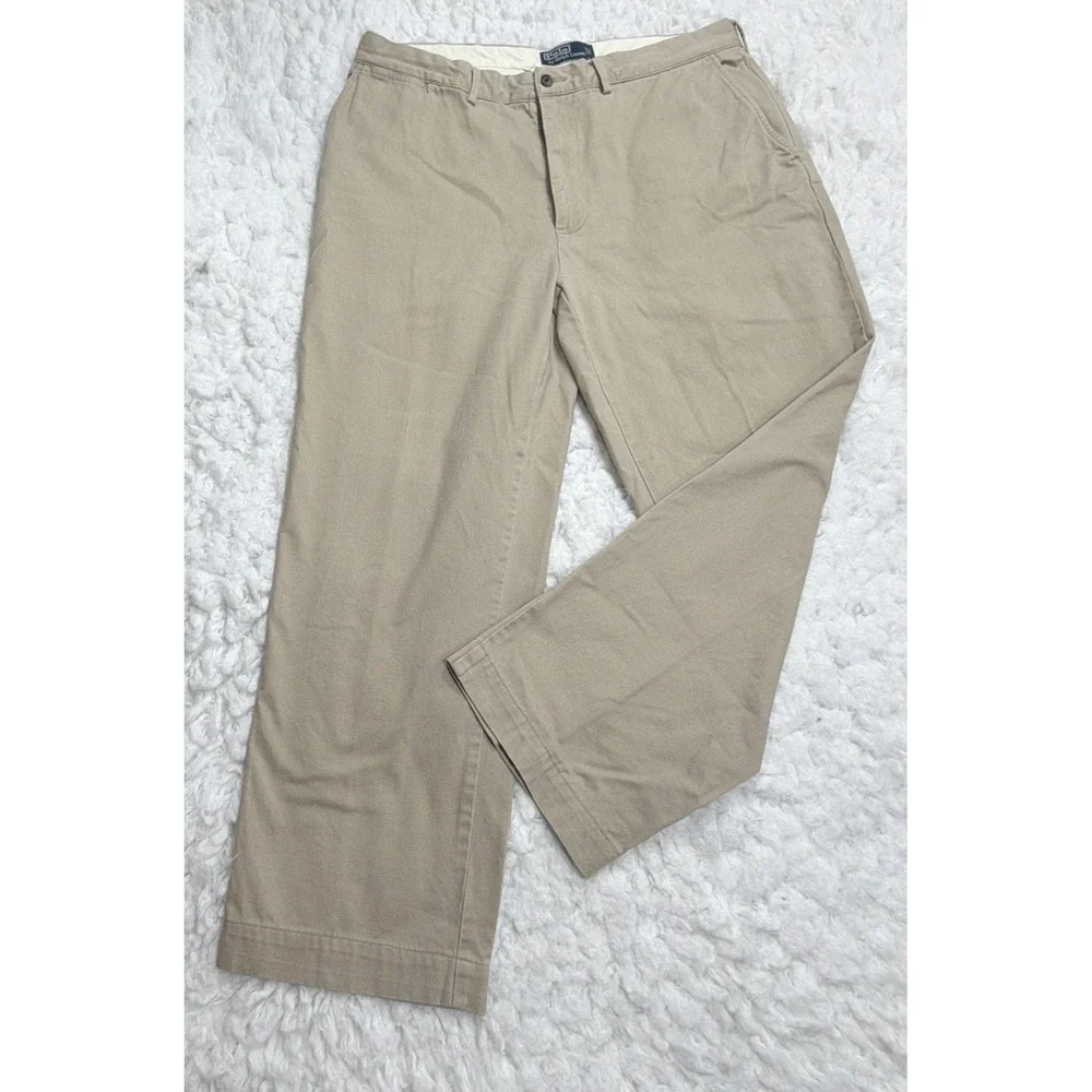 VTG Polo Ralph Lauren Chino‎ Pants 38 38x29 Beige Classic Straight Leg 90s Retro